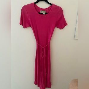 Anthropologie Hot Pink Mid Dress with Tie, size XS